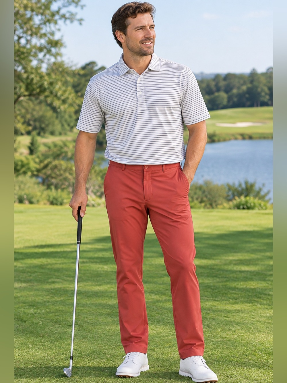 Boston Scott Men's Golf Tech Performance Pants Merlot Size 36 X 33 NWT